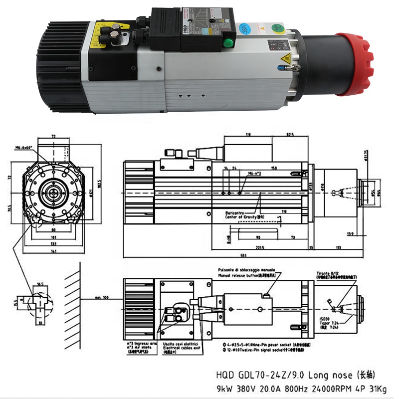 Spindle Motor - Suppliers HQD 9kw 220v 380v Long