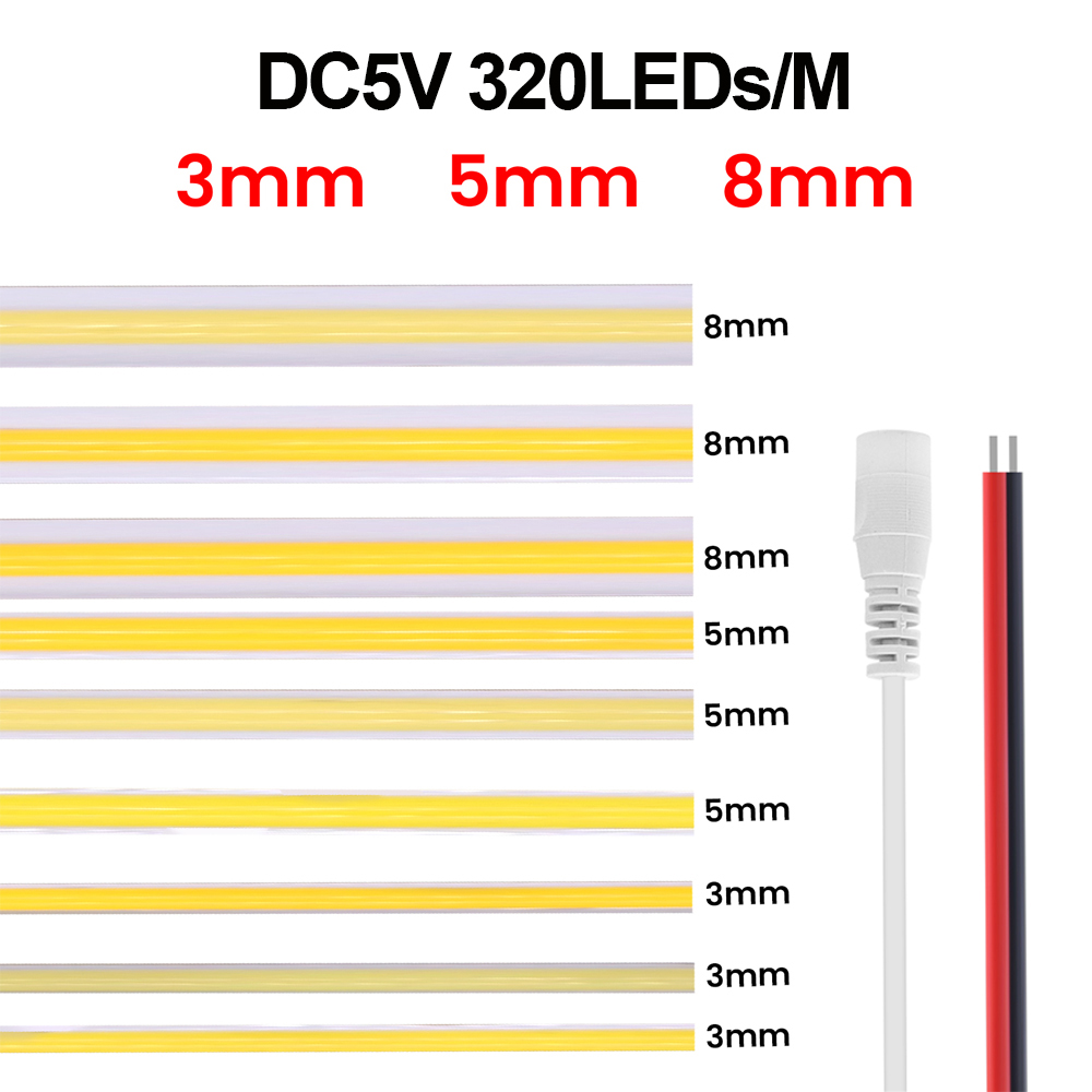 3MM 5MM 8MM COB Strip 5V 12V 3 - огляд і ціна Linear Rod 8Mm