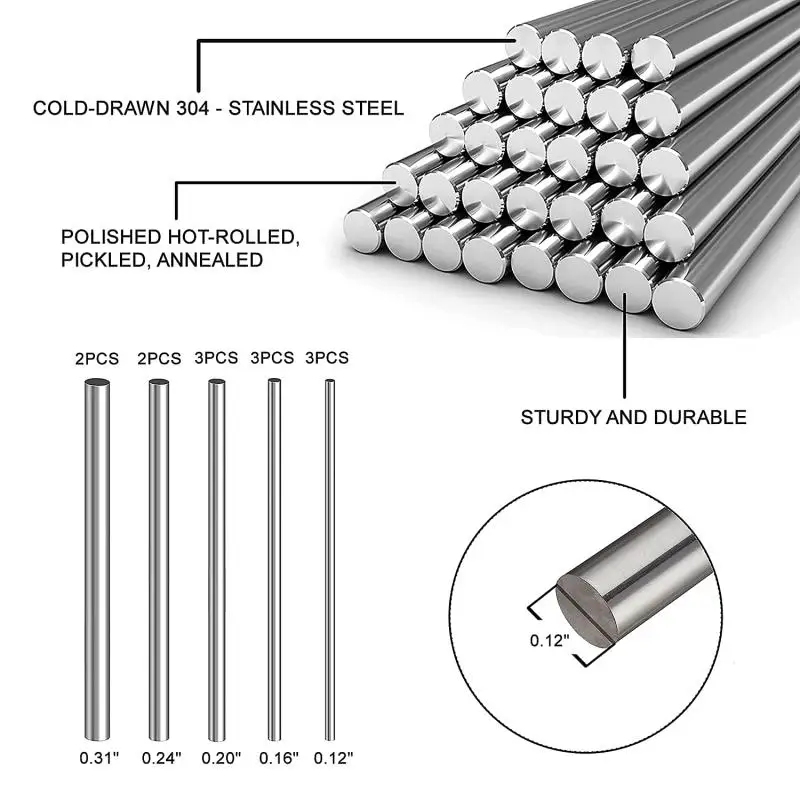 10/25Pc Stainles Steel Solid R - огляд і ціна Linear Rod 8Mm