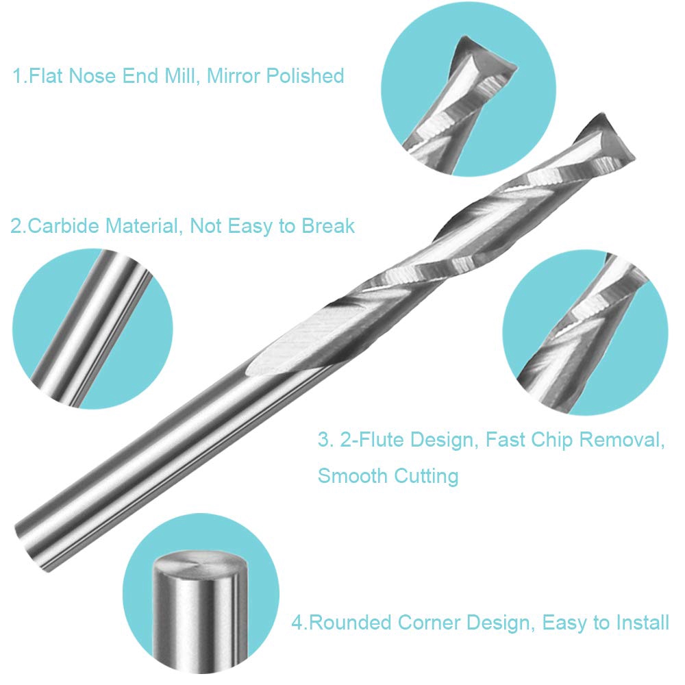 10pcs 3.175 1/8 Shank 2 Flutes - огляд і ціна End Mill Set