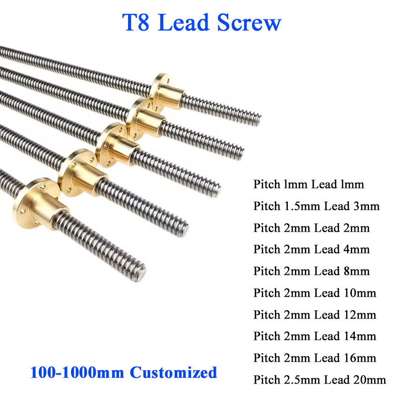 T8 Lead Screw Lead 2mm 4mm 8mm - огляд і ціна Lead Screw 8Mm