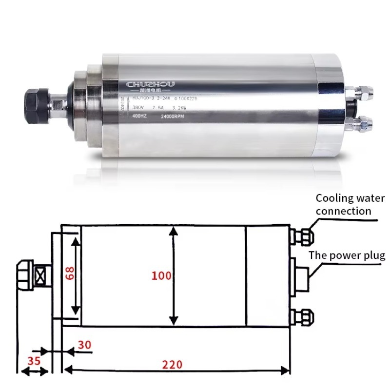 3Kw Water Cooled Spindle 4 Bea - огляд і ціна Water Cooled Spindle