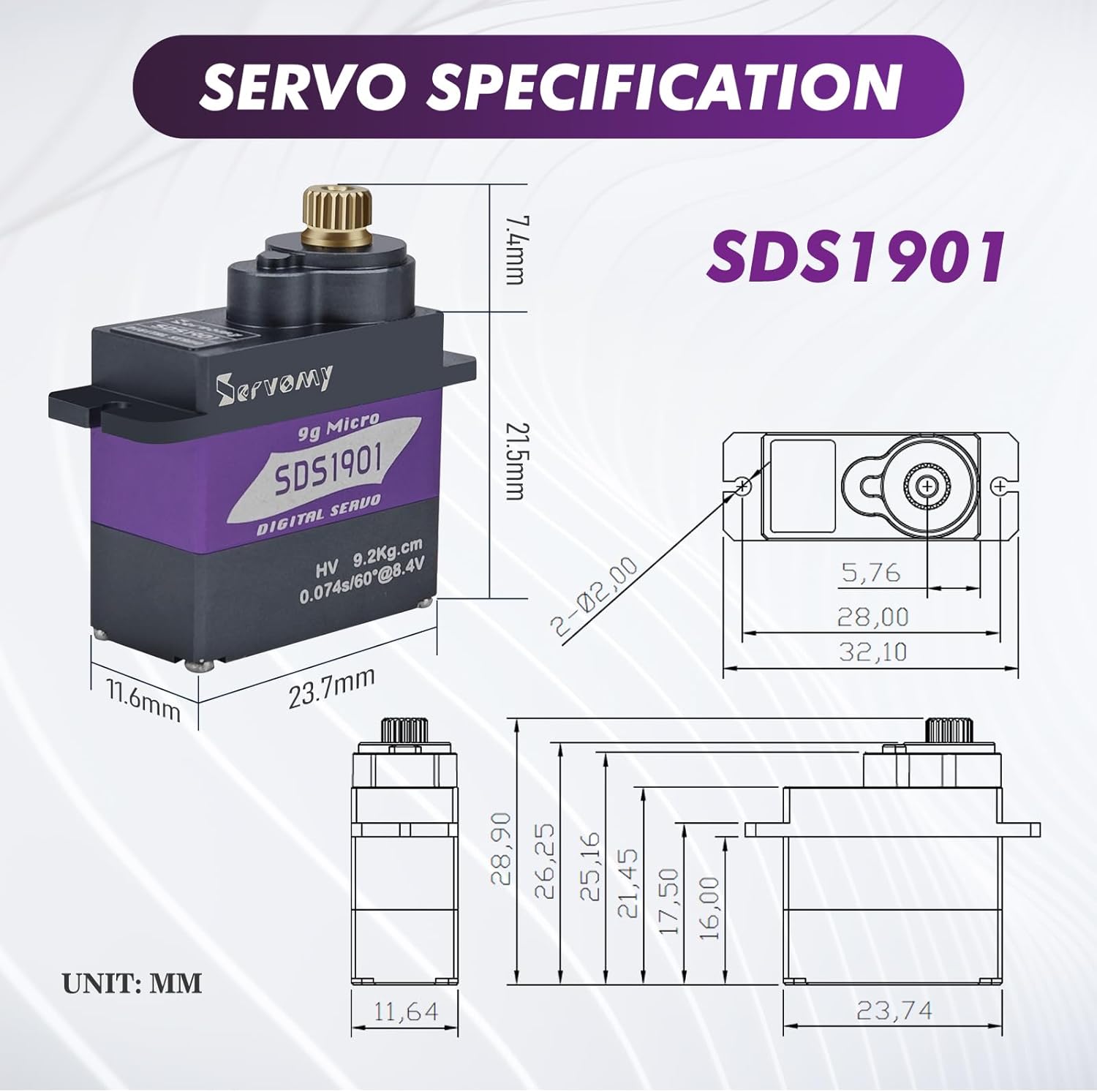 SERVOMY-SDS1901 Digital 9G Mic - огляд і ціна Servo 9G