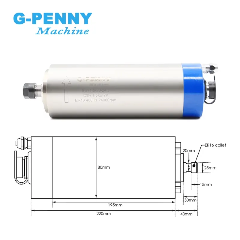 Gpenny 1.5kw ER16 D80mm Water  - огляд і ціна Spindle Motor